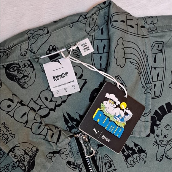 PUMA X RIPNDIP AOP Twill Jacket (Eucalyptus) - Men's size LARGE - Picture 7 of 12